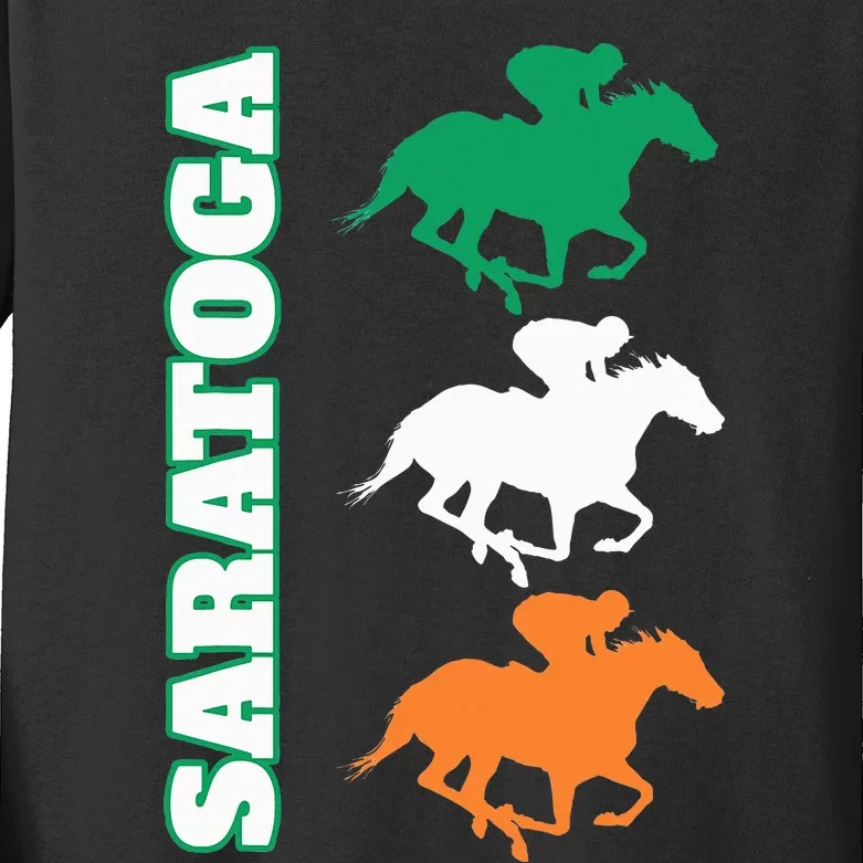 Saratoga Springs Upstate New York Horse Racing Kids Long Sleeve Shirt