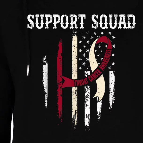 Support Squad USA Flag Throat Cancer Awareness Gifts Womens Funnel Neck Pullover Hood