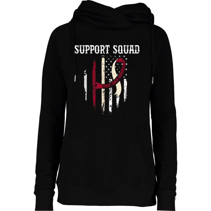 Support Squad USA Flag Throat Cancer Awareness Gifts Womens Funnel Neck Pullover Hood