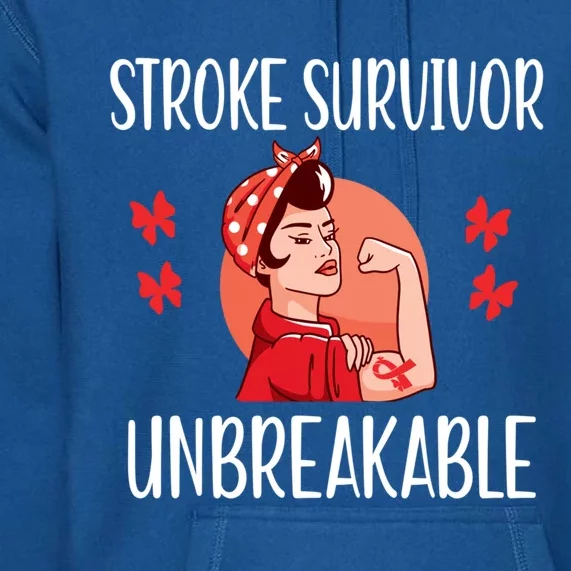 Stroke Survivor Unbreakable Red Ribbon Stroke Warrior Gift Premium Hoodie