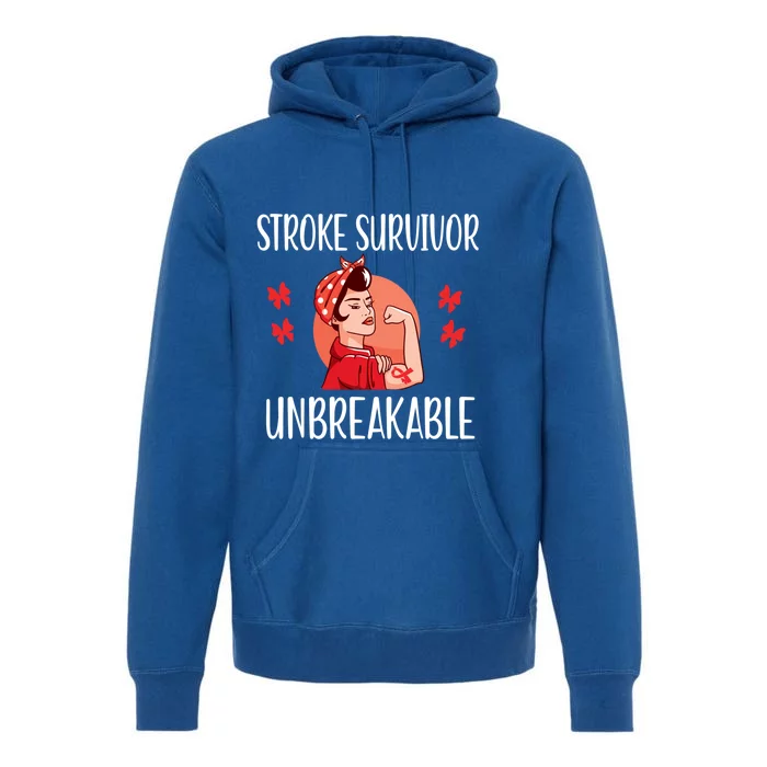 Stroke Survivor Unbreakable Red Ribbon Stroke Warrior Gift Premium Hoodie