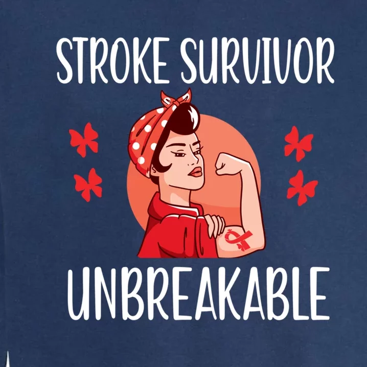 Stroke Survivor Unbreakable Red Ribbon Stroke Warrior Gift Garment-Dyed Sweatshirt