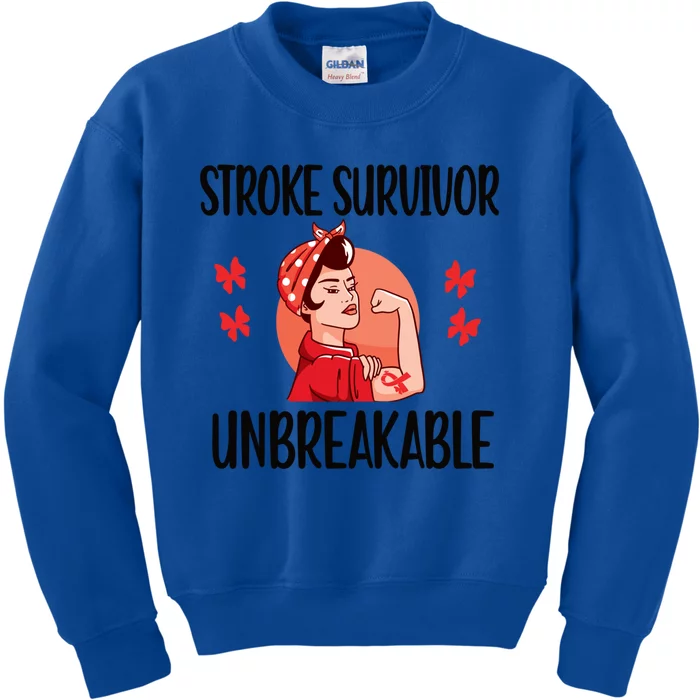 Stroke Survivor Unbreakable Stroke Warrior Gift Kids Sweatshirt