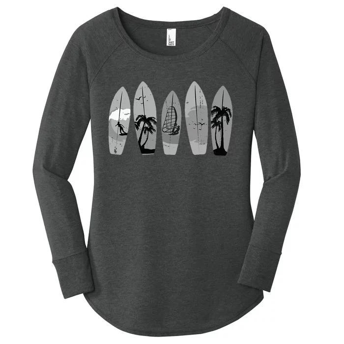 Surfing Surfboard Vintage Classic Retro Surfboarder Surfer Women's Perfect Tri Tunic Long Sleeve Shirt