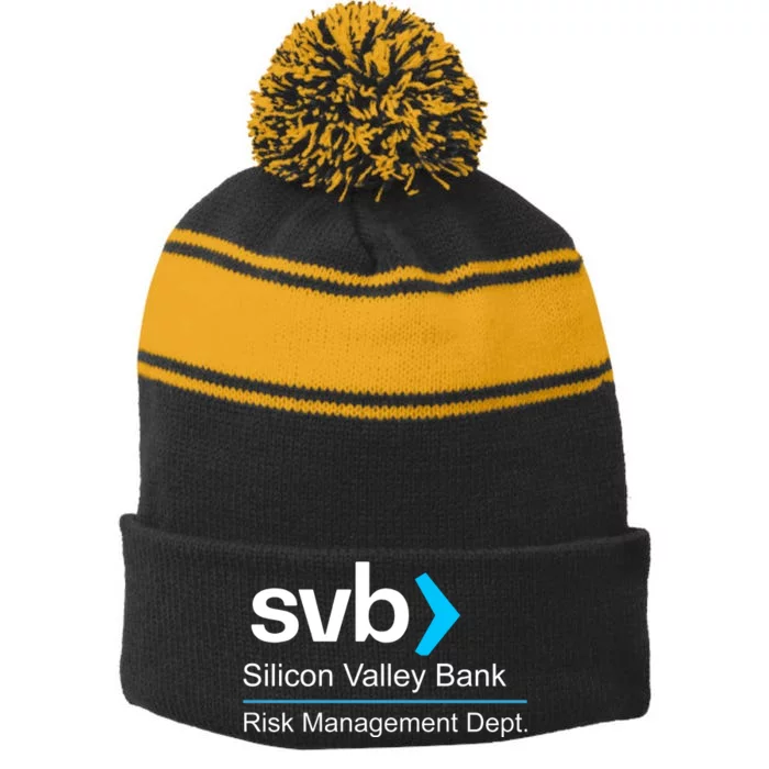 Svb Silicon Valley Bank Risk Management Dept Stripe Pom Pom Beanie