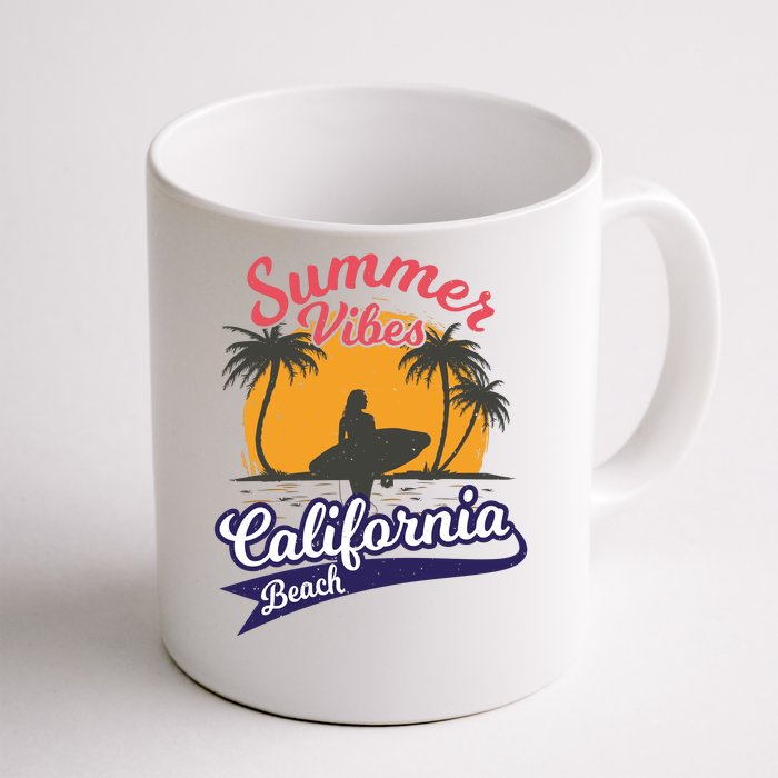 Surfing Summer Vibes California Beach Vintage Gift Front & Back Coffee Mug