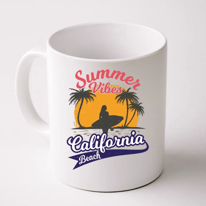 Surfing Summer Vibes California Beach Vintage Gift Front & Back Coffee Mug