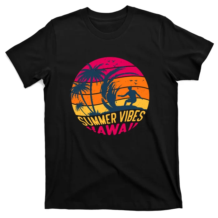 Surfing Summer Vibes Hawaii Surfing Vintage Gift T-Shirt