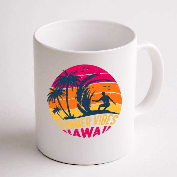 Surfing Summer Vibes Hawaii Surfing Vintage Gift Front & Back Coffee Mug