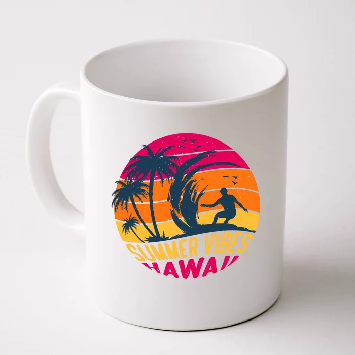 Surfing Summer Vibes Hawaii Surfing Vintage Gift Front & Back Coffee Mug