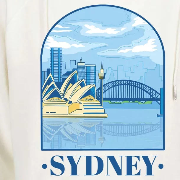 Sydney Skyline View Womens Funnel Neck Pullover Hood