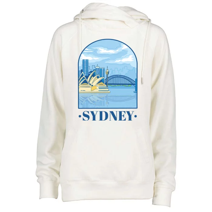 Sydney Skyline View Womens Funnel Neck Pullover Hood