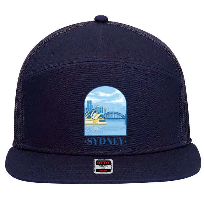 Sydney Skyline View 7 Panel Mesh Trucker Snapback Hat