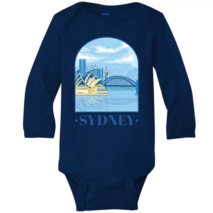 Sydney Skyline View Baby Long Sleeve Bodysuit