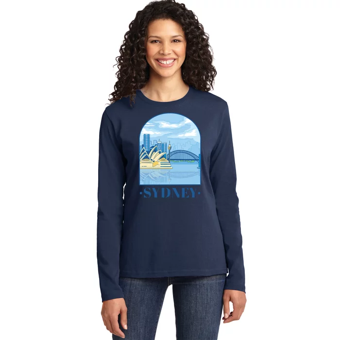 Sydney Skyline View Ladies Long Sleeve Shirt