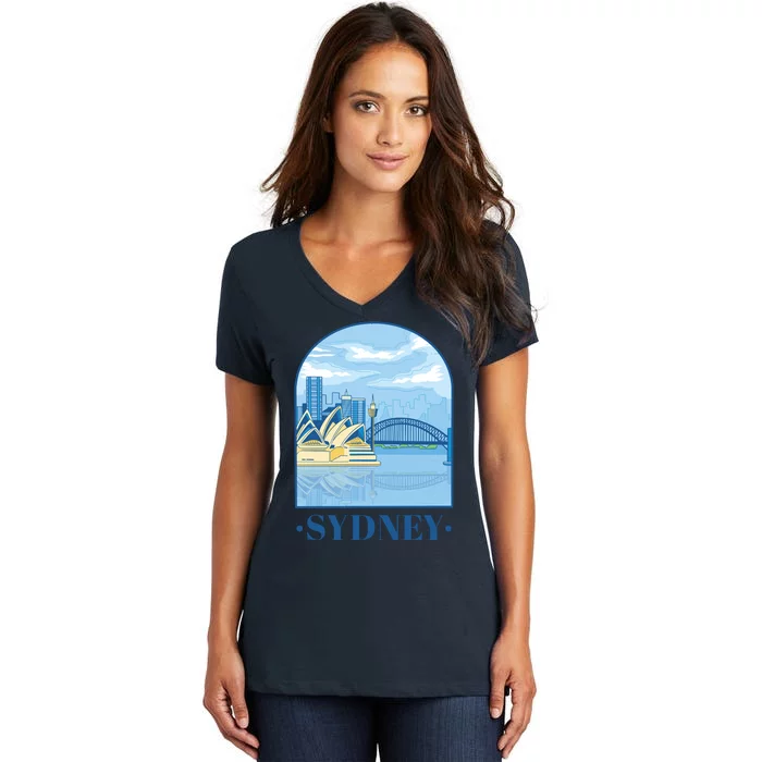 Sydney Skyline View Women's V-Neck T-Shirt