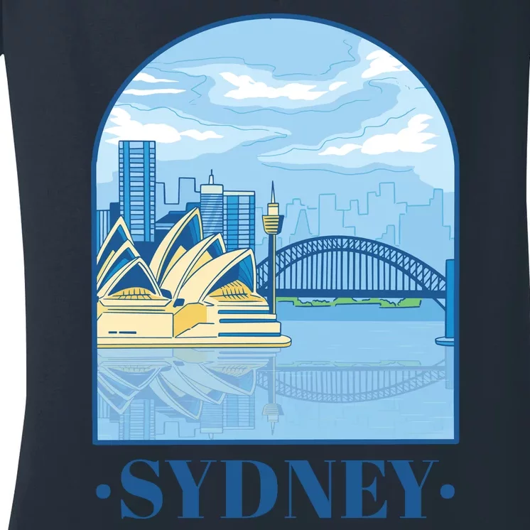 Sydney Skyline View Women's V-Neck T-Shirt