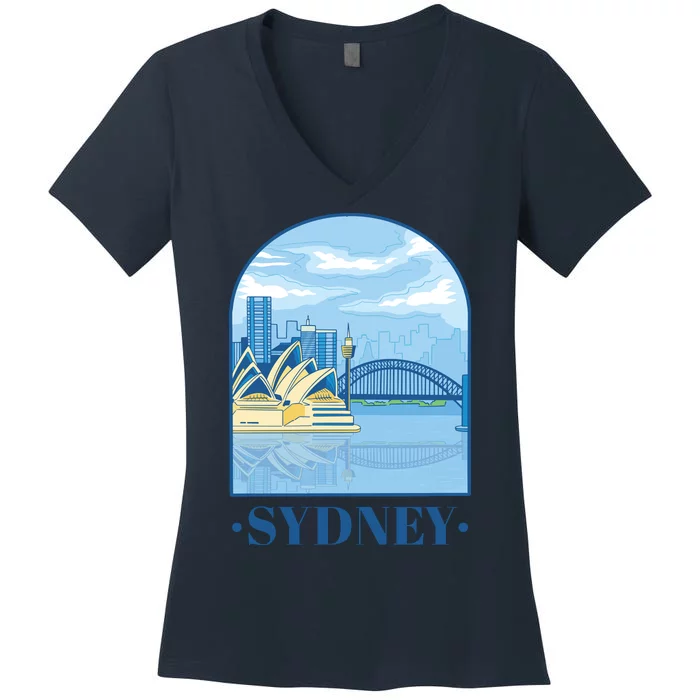 Sydney Skyline View Women's V-Neck T-Shirt