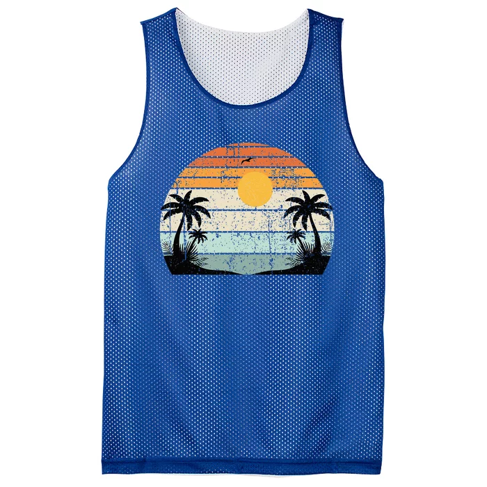 Sunshine Summer Vibes Palm Trees Beach Retro Tropical Summer Mesh Reversible Basketball Jersey Tank