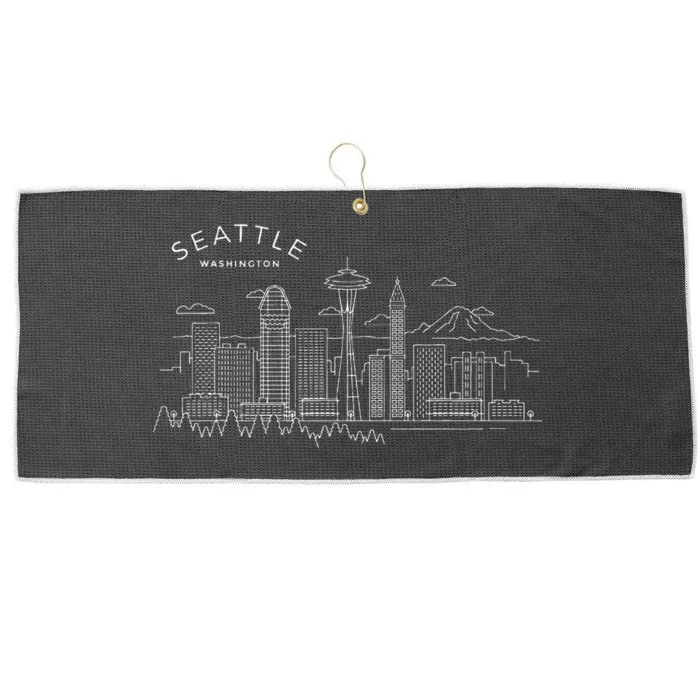 Seattle Skyline Vintage Seattle Washington Large Microfiber Waffle Golf Towel