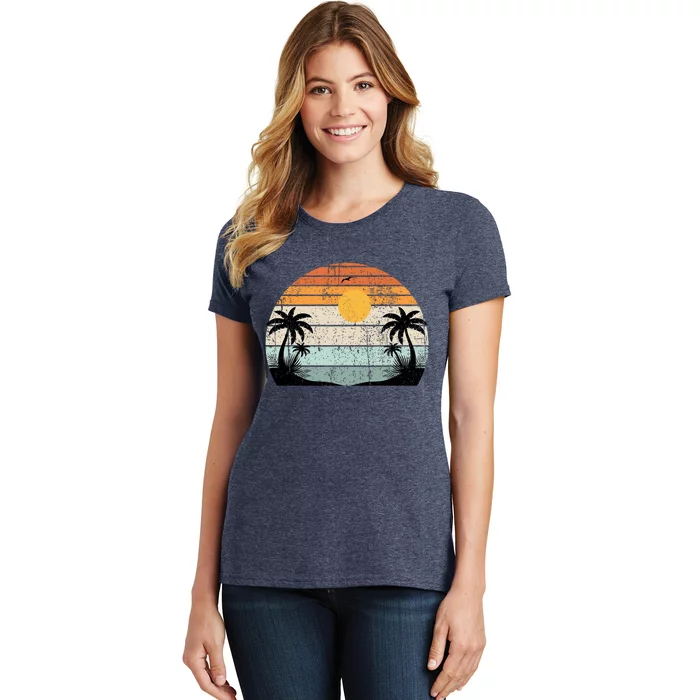 Sunshine Summer Vibes Palm Trees Beach Retro Tropical Summer Women's T-Shirt