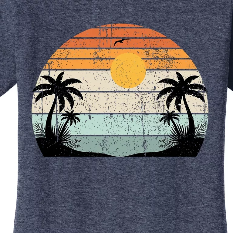 Sunshine Summer Vibes Palm Trees Beach Retro Tropical Summer Women's T-Shirt