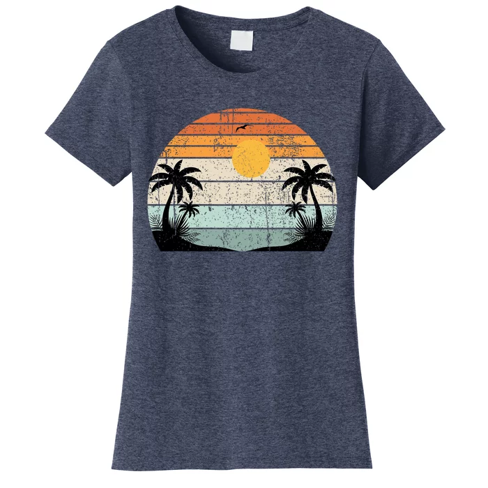 Sunshine Summer Vibes Palm Trees Beach Retro Tropical Summer Women's T-Shirt