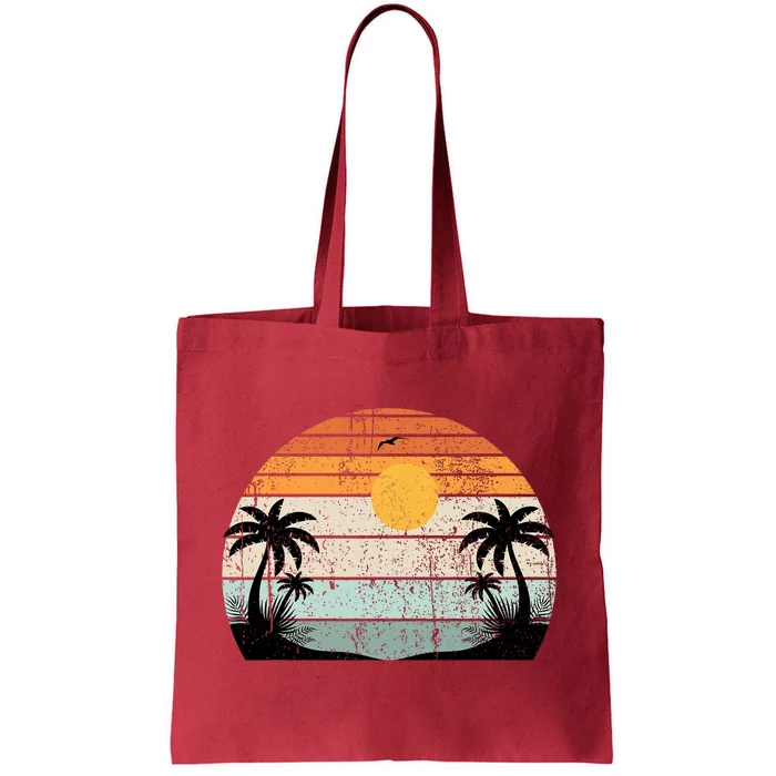 Sunshine Summer Vibes Palm Trees Beach Retro Tropical Summer Tote Bag