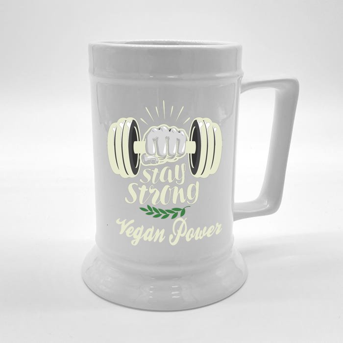 Stay Strong Vegan Power Gift Front & Back Beer Stein