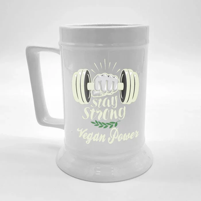 Stay Strong Vegan Power Gift Front & Back Beer Stein