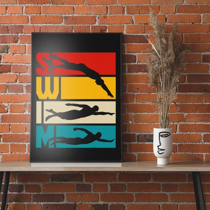 Swim Swimming Vintage Retro Swimmer Poster