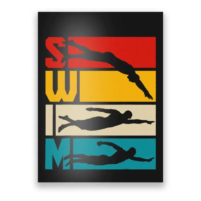 Swim Swimming Vintage Retro Swimmer Poster