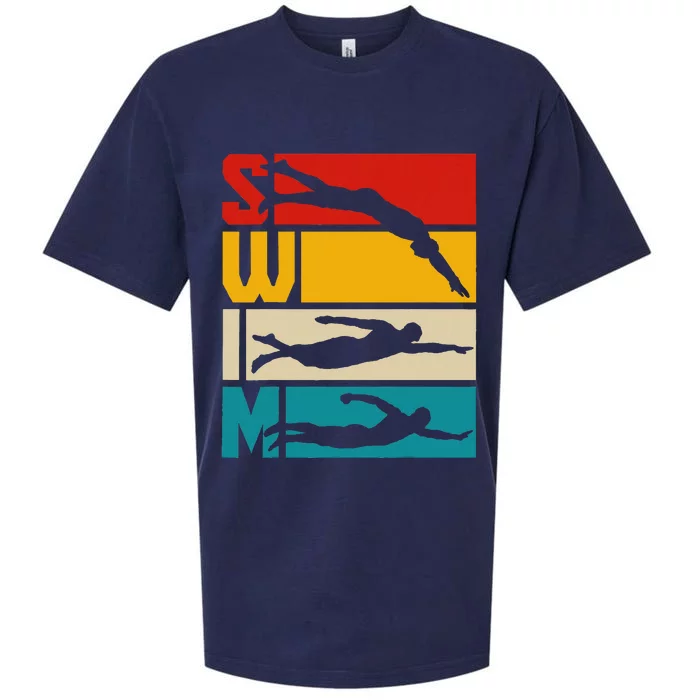 Swim Swimming Vintage Retro Swimmer Sueded Cloud Jersey T-Shirt