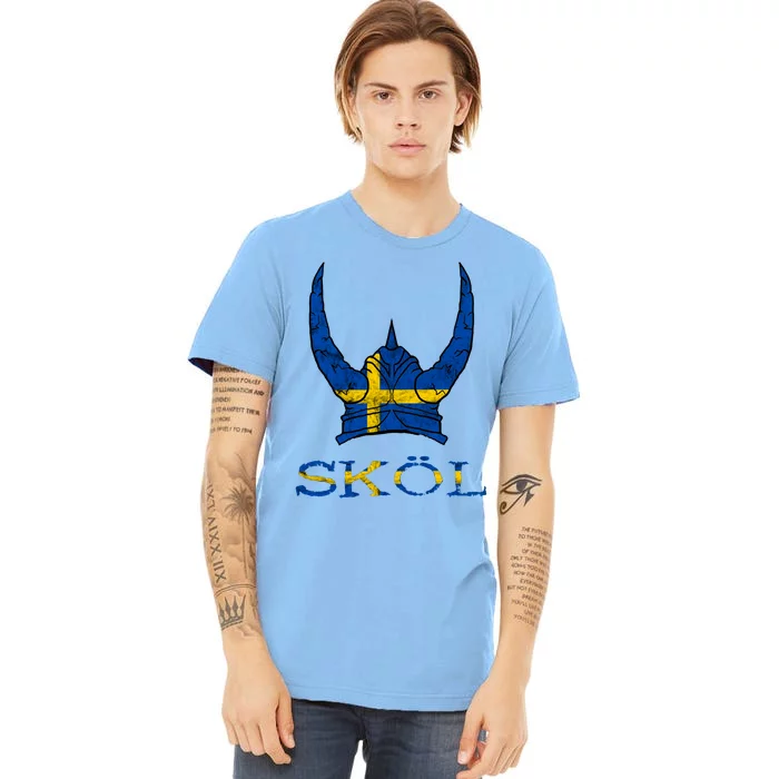 Skol Swedish Viking Helmet Sweden Nordic Northman Swede Gift Premium T-Shirt