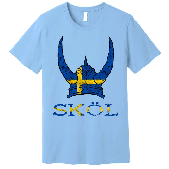 Skol Swedish Viking Helmet Sweden Nordic Northman Swede Gift Premium T-Shirt