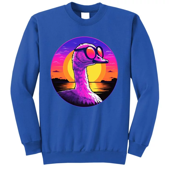 Sunshine Summer Vibes Goose Duck Beach Synthwave Tropical Gift Tall Sweatshirt