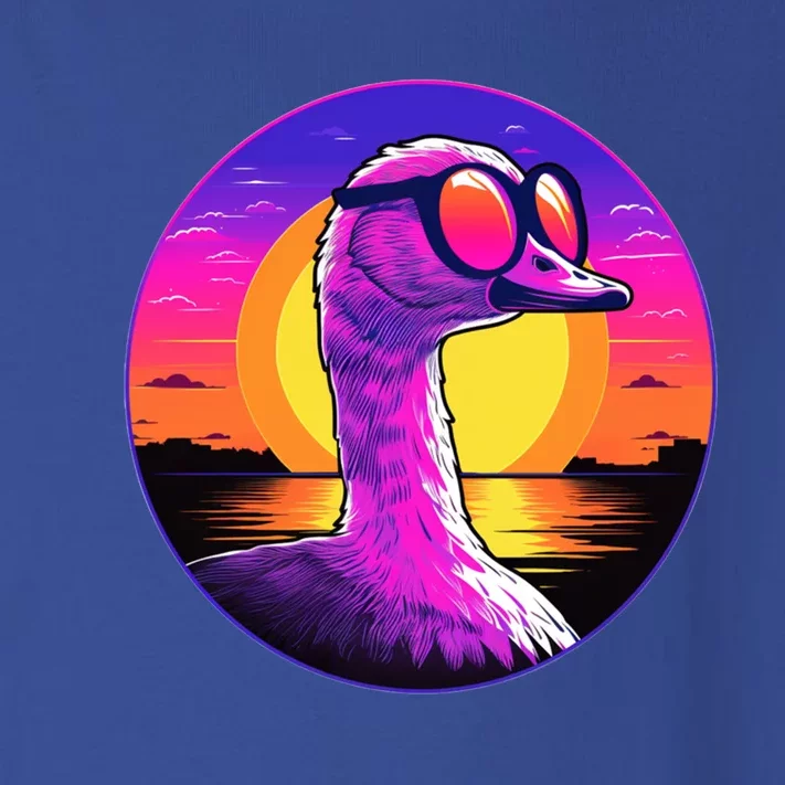 Sunshine Summer Vibes Goose Duck Beach Synthwave Tropical Gift Toddler Long Sleeve Shirt