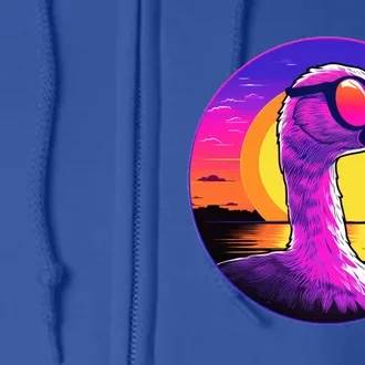 Sunshine Summer Vibes Goose Duck Beach Synthwave Tropical Gift Full Zip Hoodie