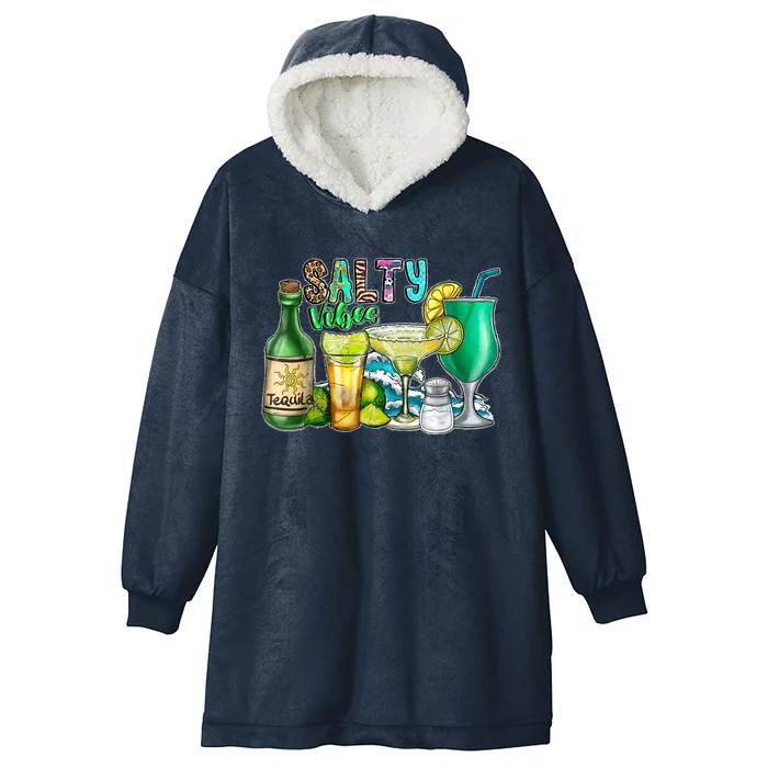 Salty Summer Vibes Drink Tequila Margarita Vacation Wave Hooded Wearable Blanket