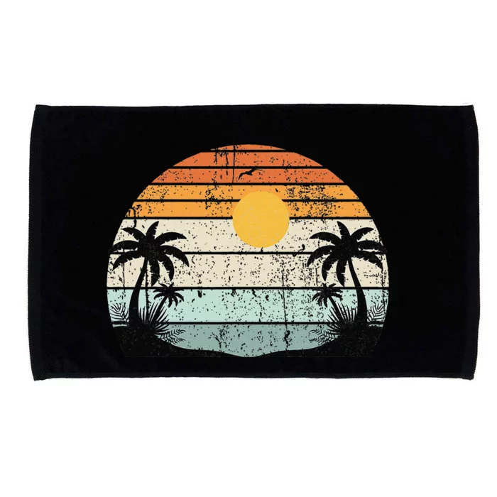 Sunshine Summer Vibes Palm Trees Beach Retro Tropical Summer Microfiber Hand Towel