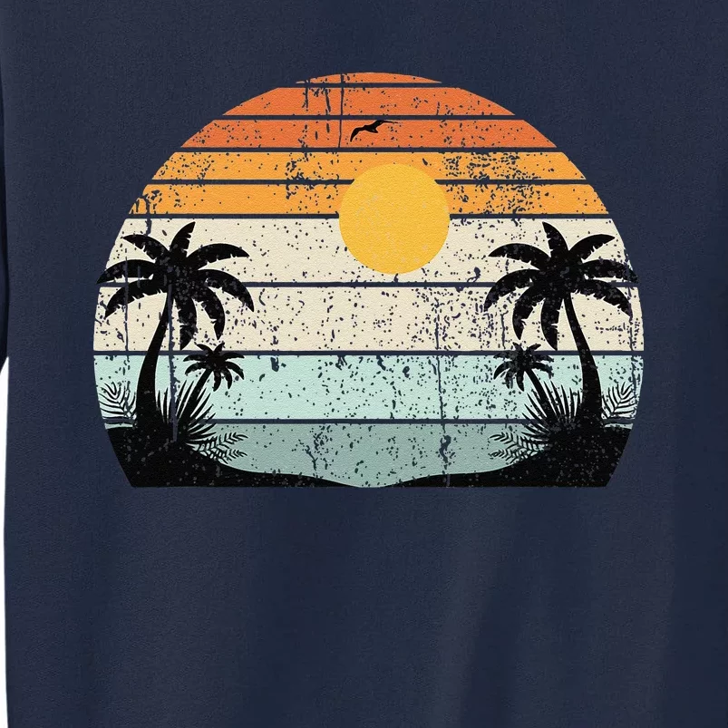 Sunshine Summer Vibes Palm Trees Beach Retro Tropical Summer Tall Sweatshirt