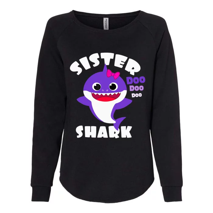 Sister Shark Vintage Retro Pajamas Funny Shark Lover Family Womens California Wash Sweatshirt