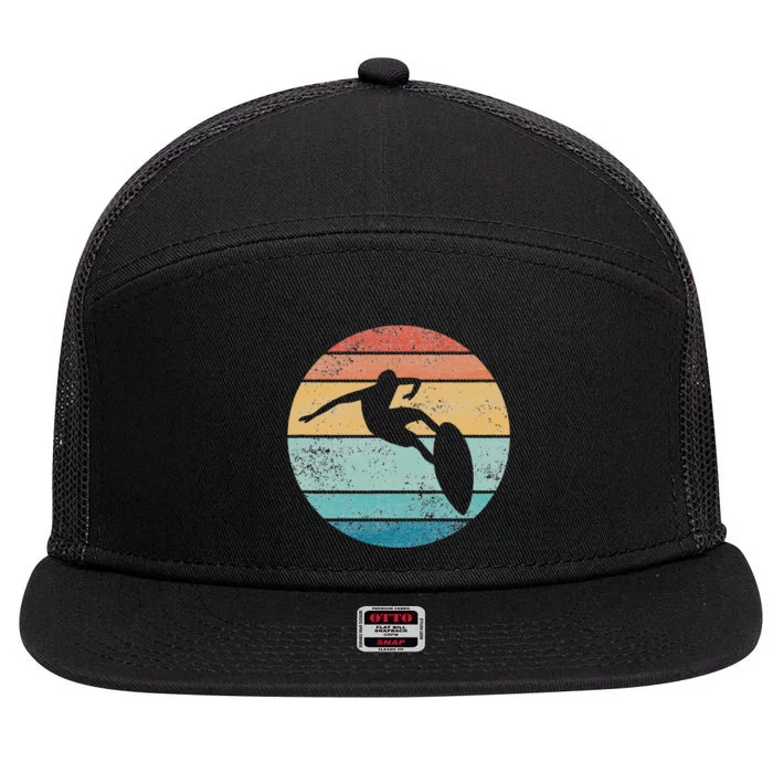 Surfing Surfboard Vintage Retro Surfboarder Surfer Beach 7 Panel Mesh Trucker Snapback Hat