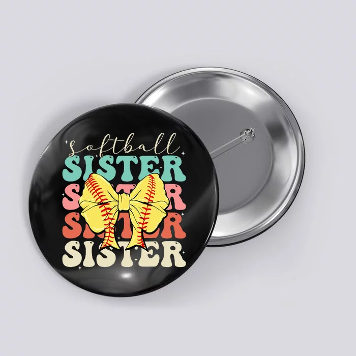 Softball Sister Vintage Sport Lover Sister Button