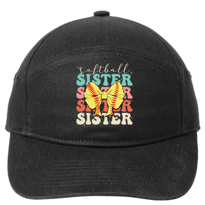 Softball Sister Vintage Sport Lover Sister 7-Panel Snapback Hat