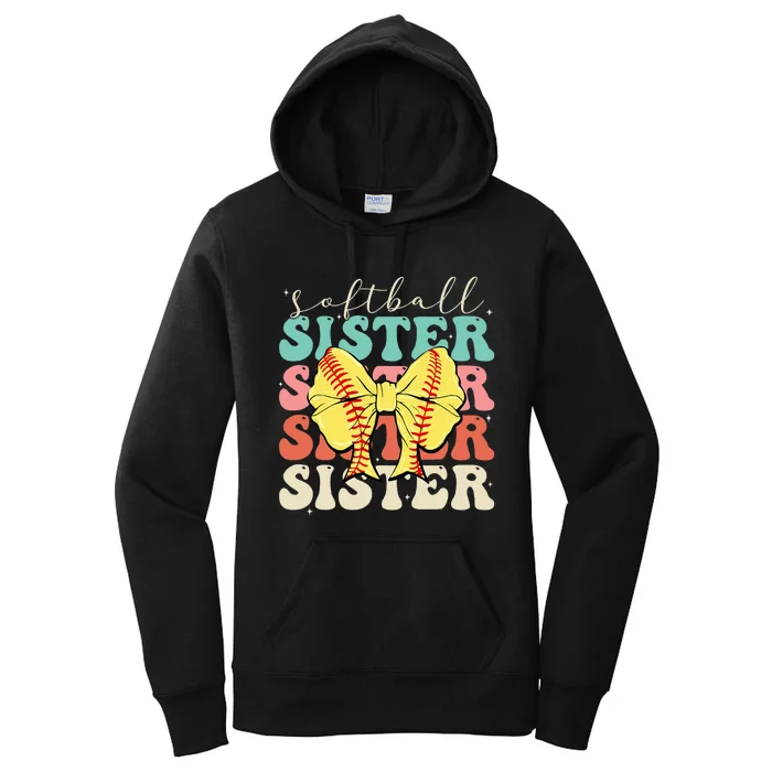 Softball Sister Vintage Sport Lover Sister Women's Pullover Hoodie