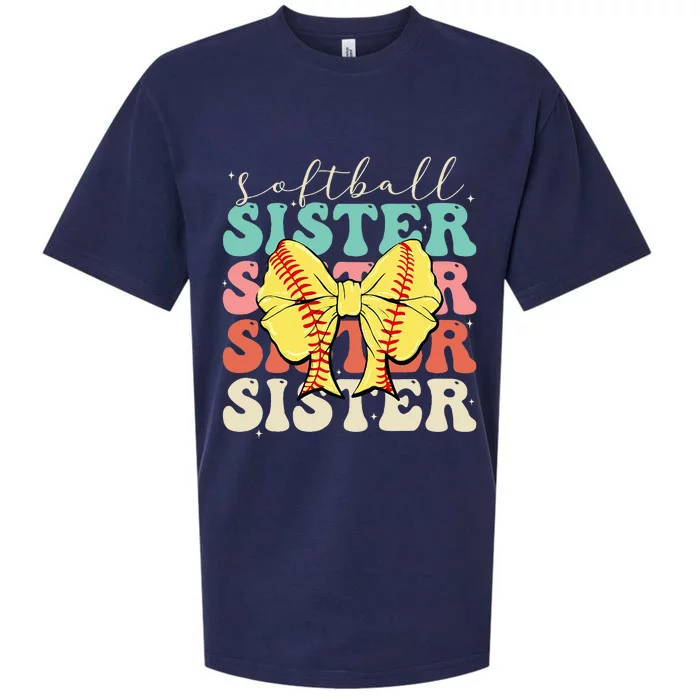 Softball Sister Vintage Sport Lover Sister Sueded Cloud Jersey T-Shirt