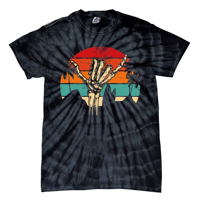 Shaka Sign Vintage Skeleton Hand Surfing & Surf Tie-Dye T-Shirt