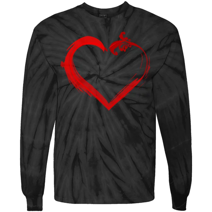 Simple Styled Valentines Heart Tie-Dye Long Sleeve Shirt