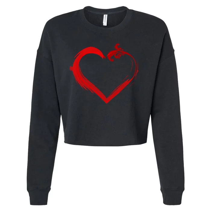 Simple Styled Valentines Heart Cropped Pullover Crew